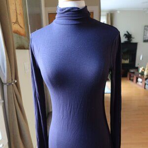 NWOT! Calypso St Barth blue turtleneck top long sleeve size S soft viscose blend